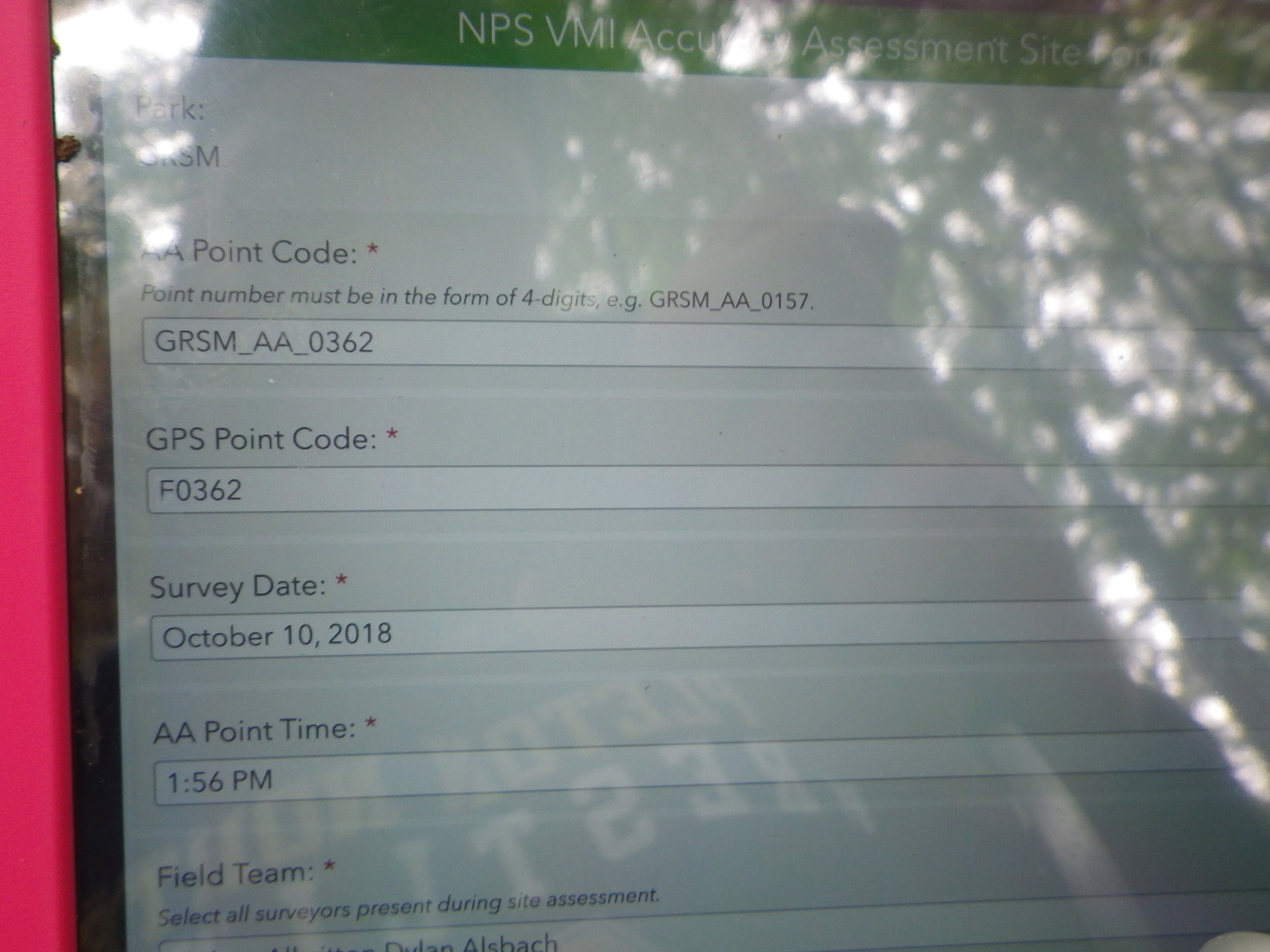 GRSM Accuracy Assessment. Plot Code: GRSM_AA_0362_1