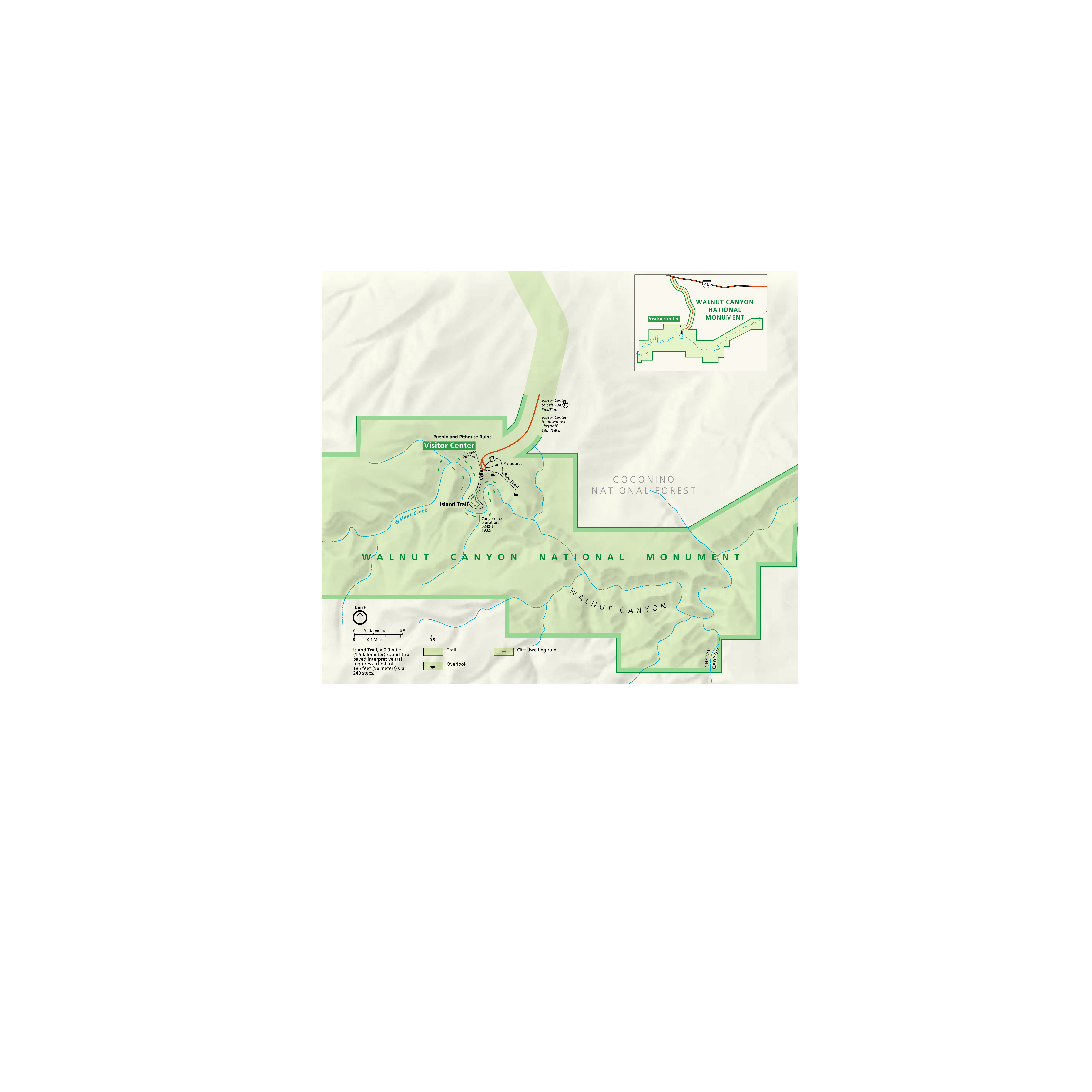 Walnut Canyon National Monument Park Map