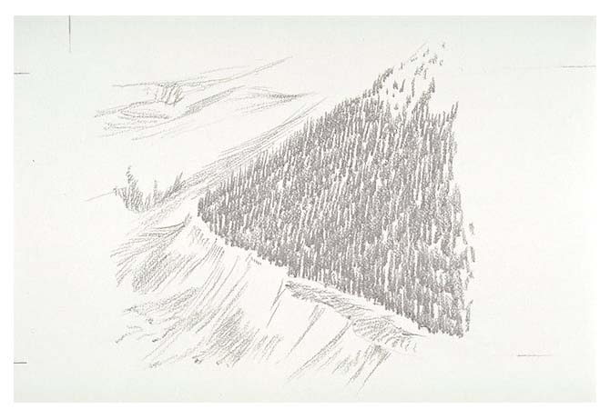 Illustration depicts a trim line and moraines (ridges of earth and rock debris gouged from a mountain and dumped on the valley floor by a retreating glacier).