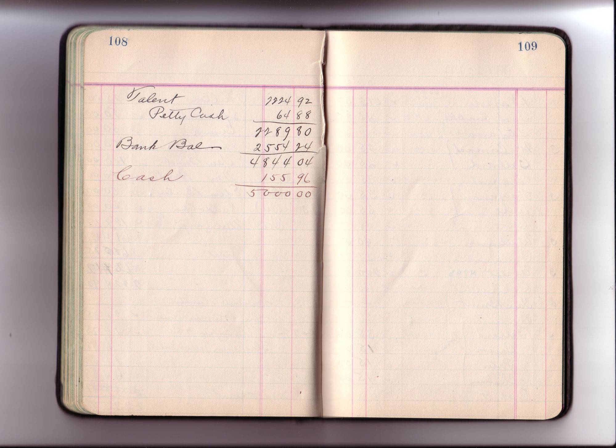 Thomas Edison's New York City Recording Studio Cash Book 12 (of 21), Image 58 (of 88).