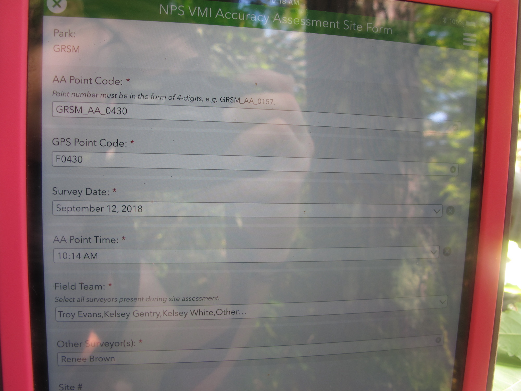 GRSM Accuracy Assessment. Plot Code: GRSM_AA_0430_1