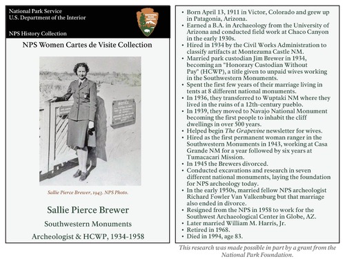 Sallie Pierce Brewer in her NPS uniform. Download file to access biographical information.