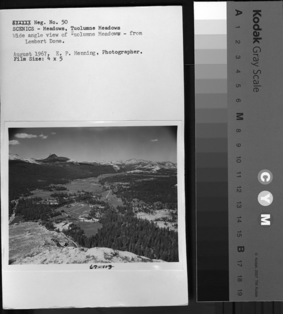 Wide angle view of Tuolumne Meadows from Lembert Dome.