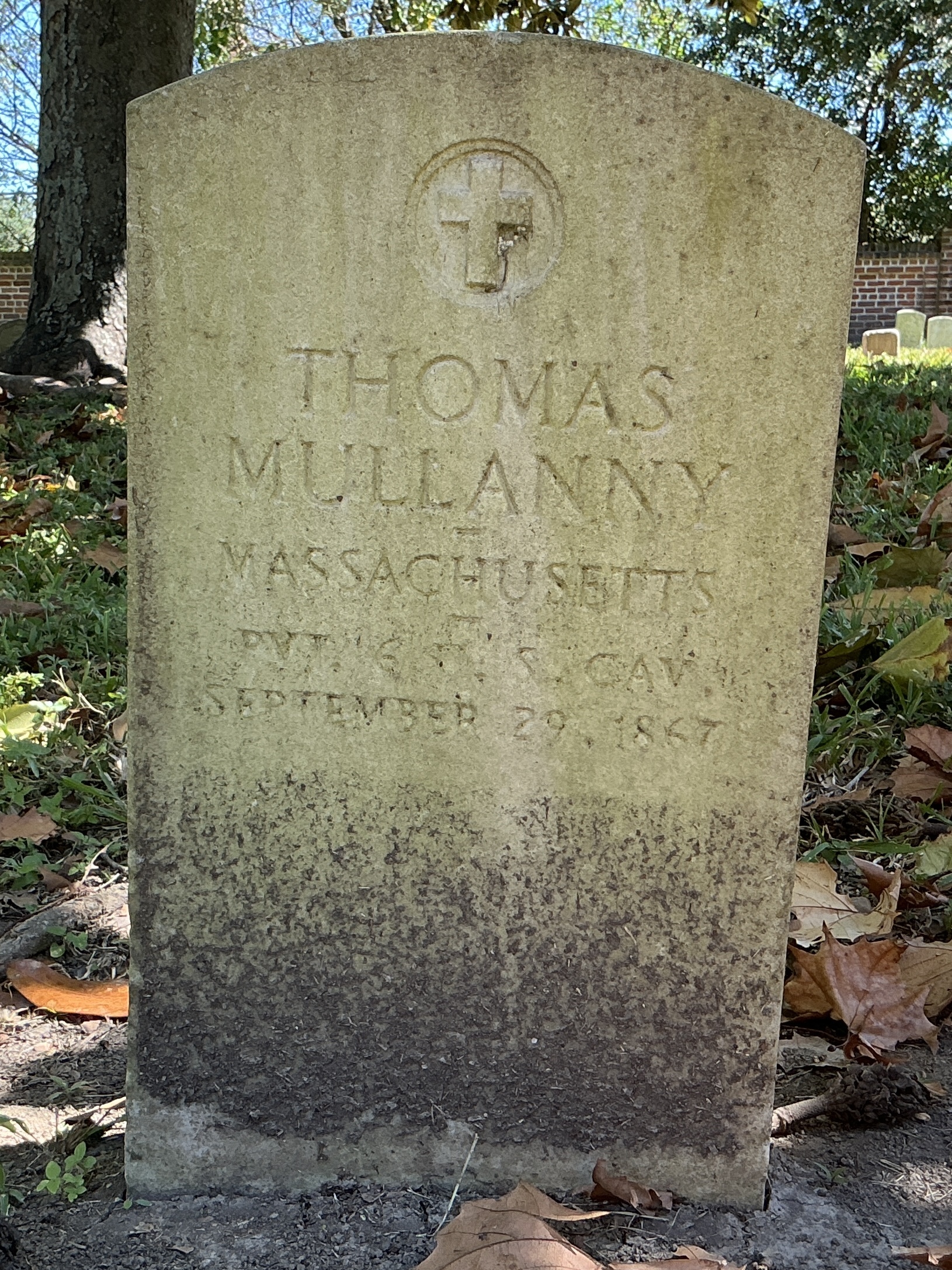 Front of upright marble headstone with flat face.