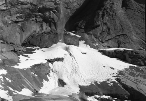 Engineers at foot of new ice cone.