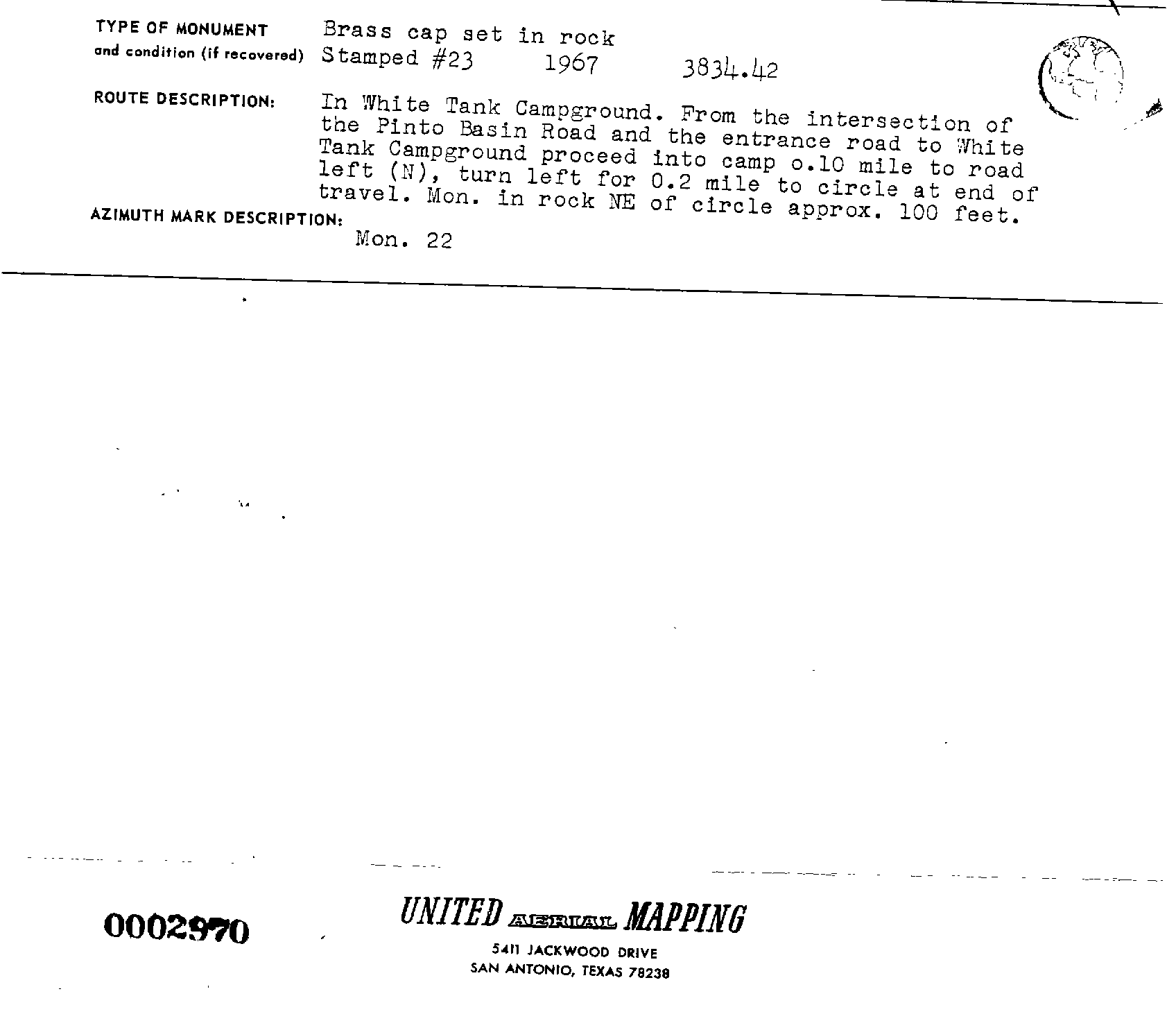 00002970 Survey Monumentation Sketch