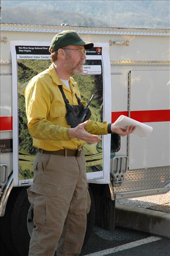 Prescribed fire activities near the Sandstone Visitor Center in New River Gorge National Park and Preserve in January 2007.