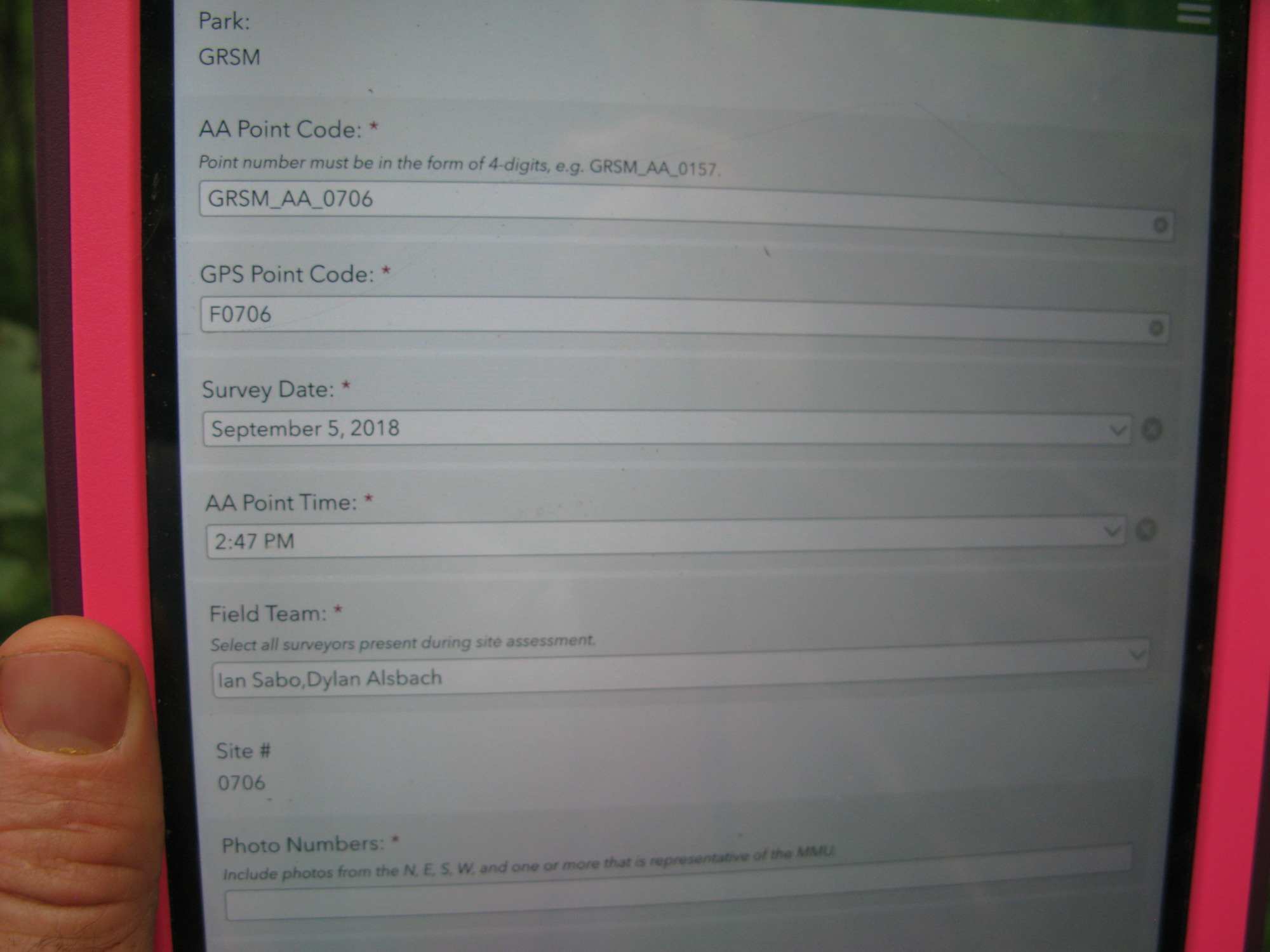 GRSM Accuracy Assessment. Plot Code: GRSM_AA_0706_1