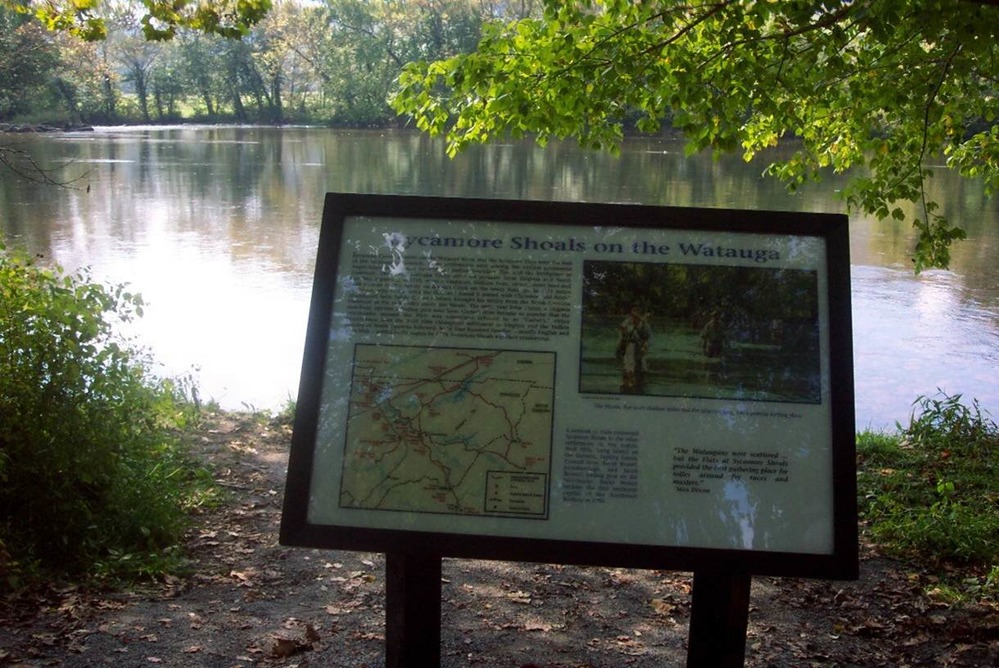 Wayside exhibit overlooking a river.