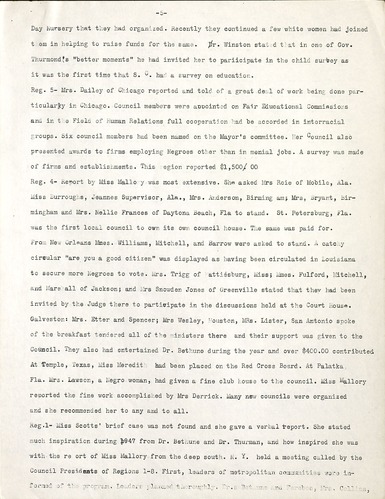 National Council of Negro Women, Meeting Minutes