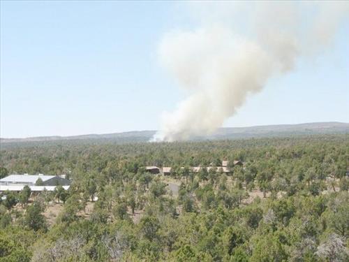 Photos of white smoke indicating start of the fire on the first day of Long Mesa Fire, Mesa Verde National Park, July 29, 2002