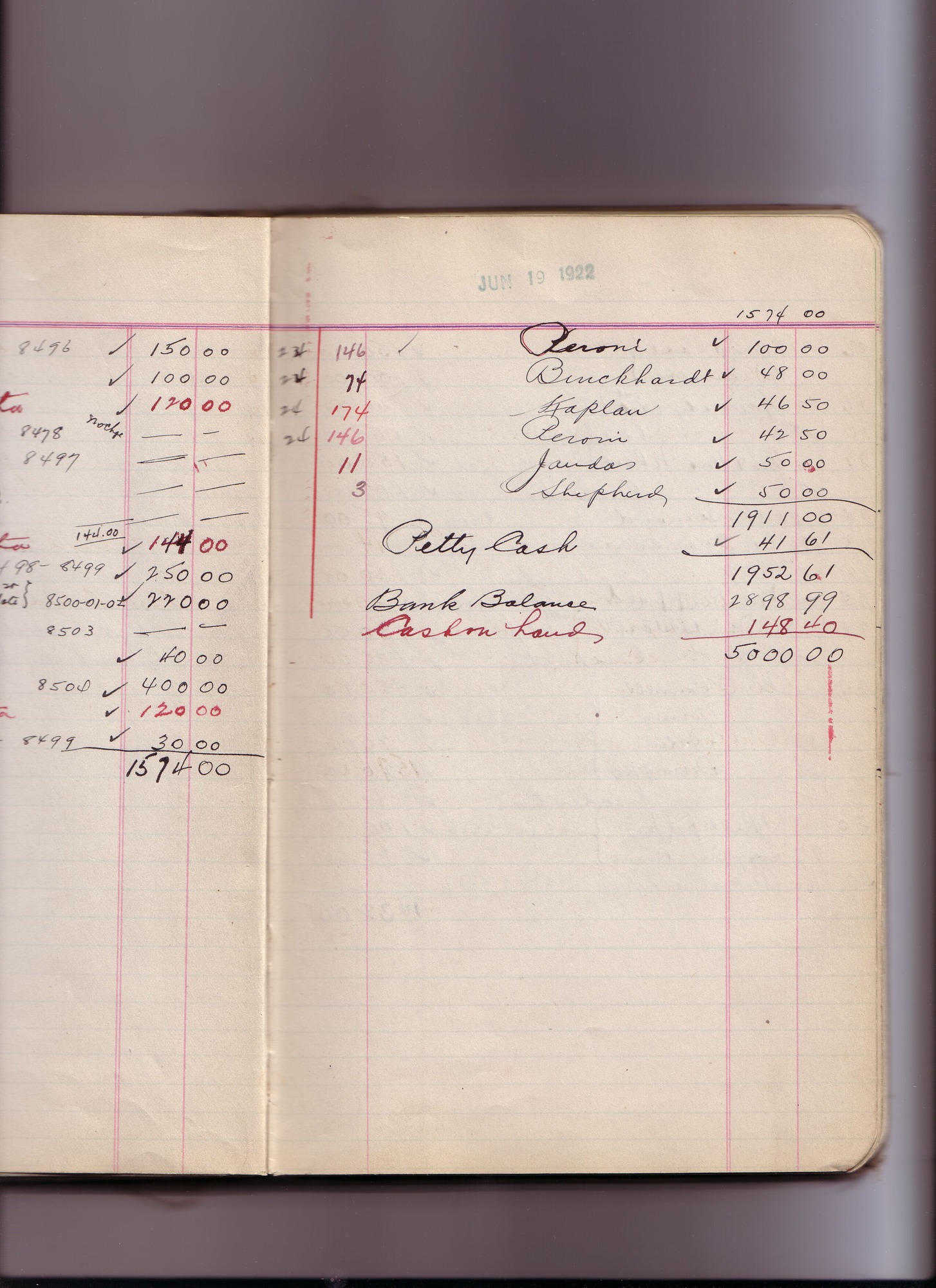Thomas Edison's New York City Recording Studio Cash Book 17 (of 21), Image 149 (of 244).