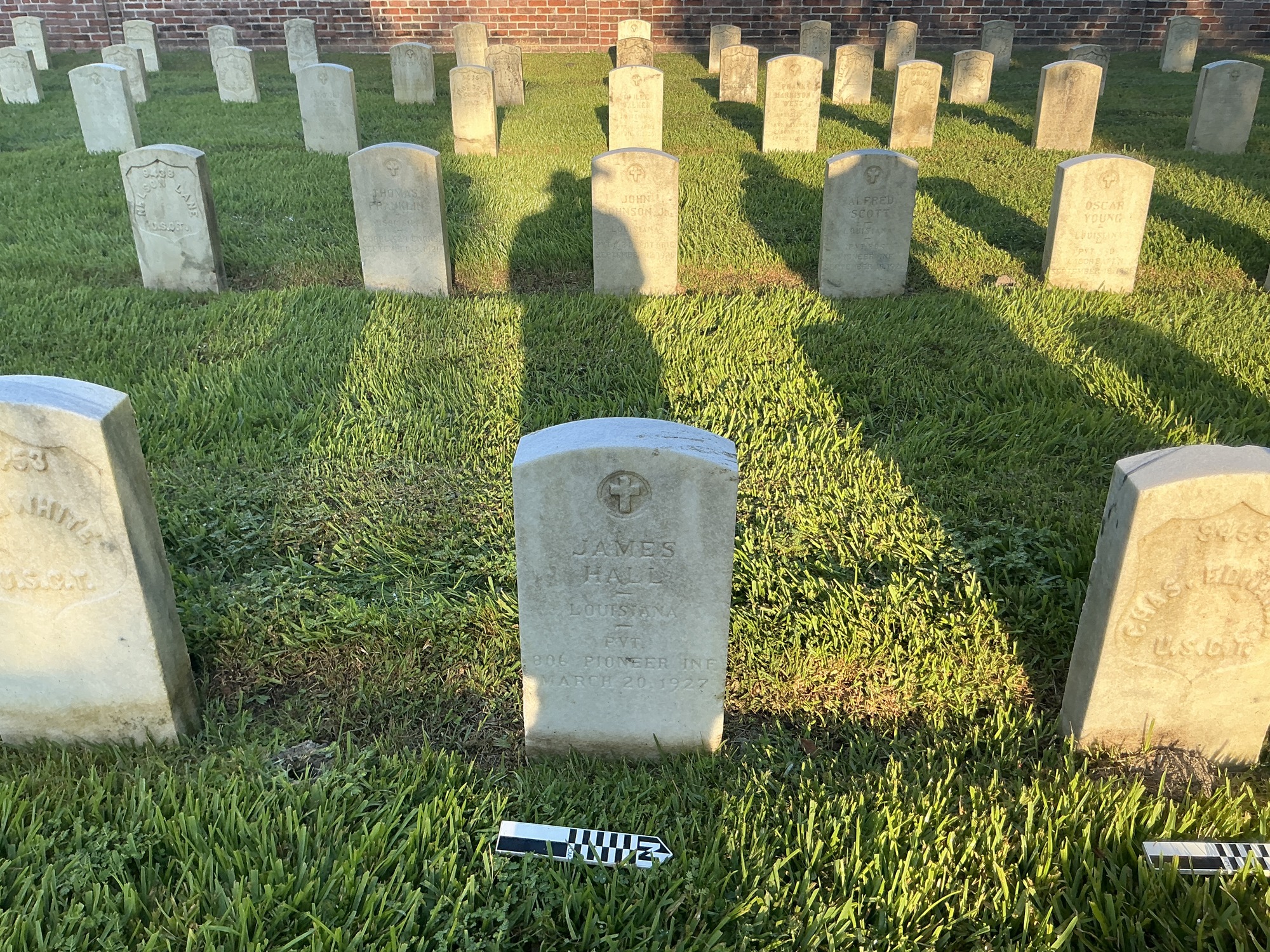 Extra image of upright marble headstone with flat face.