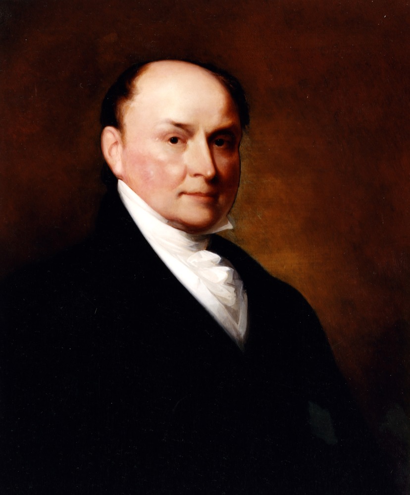 Portrait of John Quincy Adams after Thomas Sully and Gilbert Stuart, 1885. On exhibit in the Long Room of the Old House
