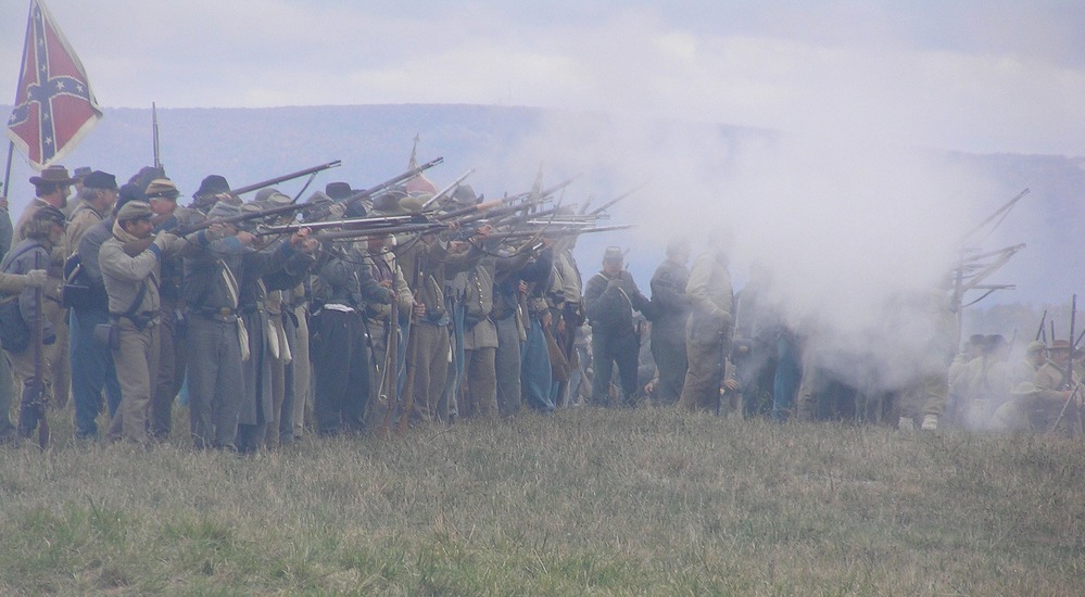 Smoke of battle at reenactment.