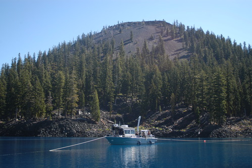 Aquatic moss research on Crater Lake.