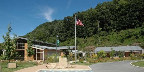 view of visitor center building