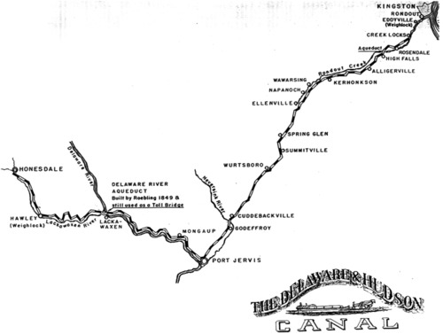 The Delaware and Hudson Canal Company, or D & H, was founded in 1823 and operated from 1828 to 1898. It stretched 108 miles from Honesdale, PA to Rondout, NY near Kingston. The D & H was the first million dollar privately owned enterprise in the United States.