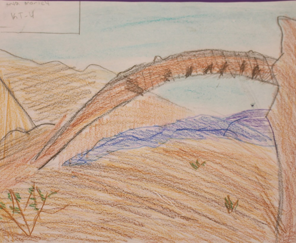 student drawing of Rainbow Bridge
