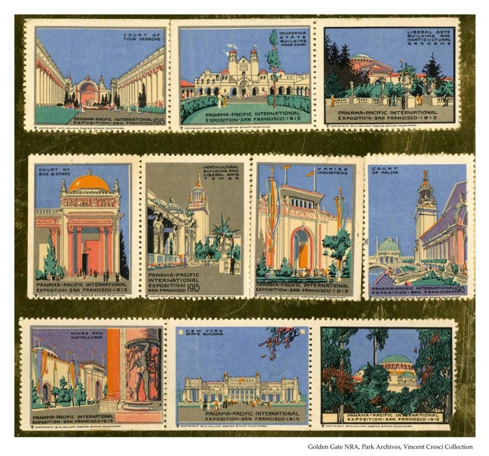 Panama Pacific International Exhibition stamp set, c. 1915.