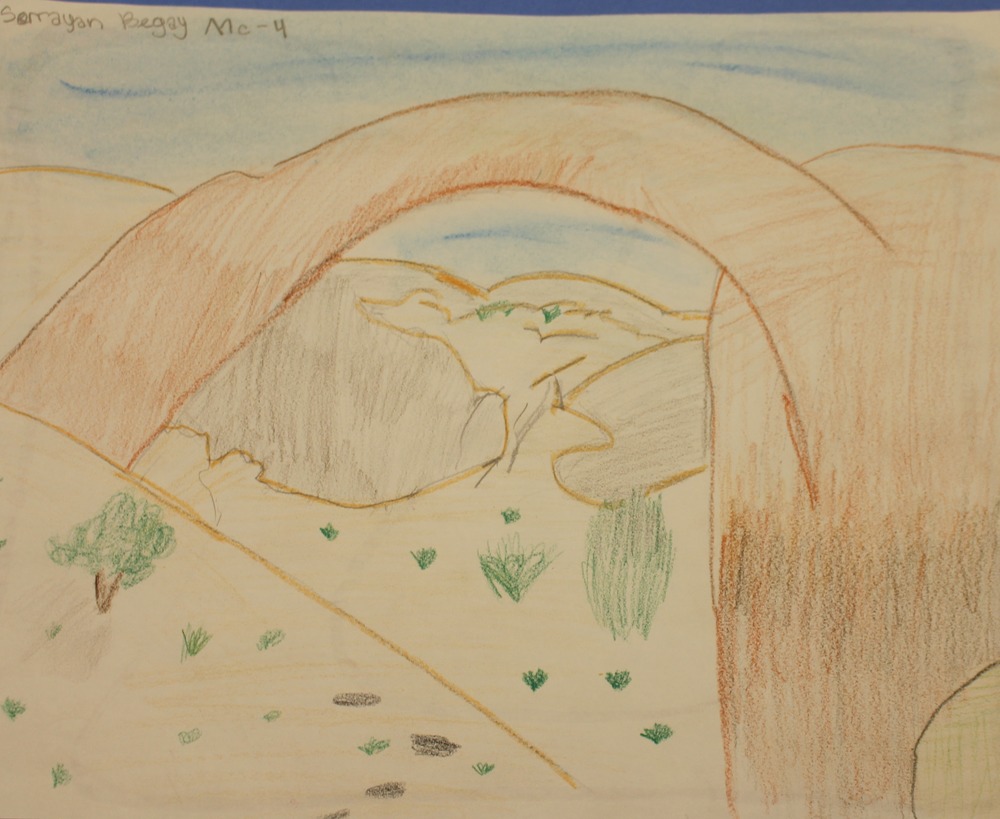 student drawing of Rainbow Bridge