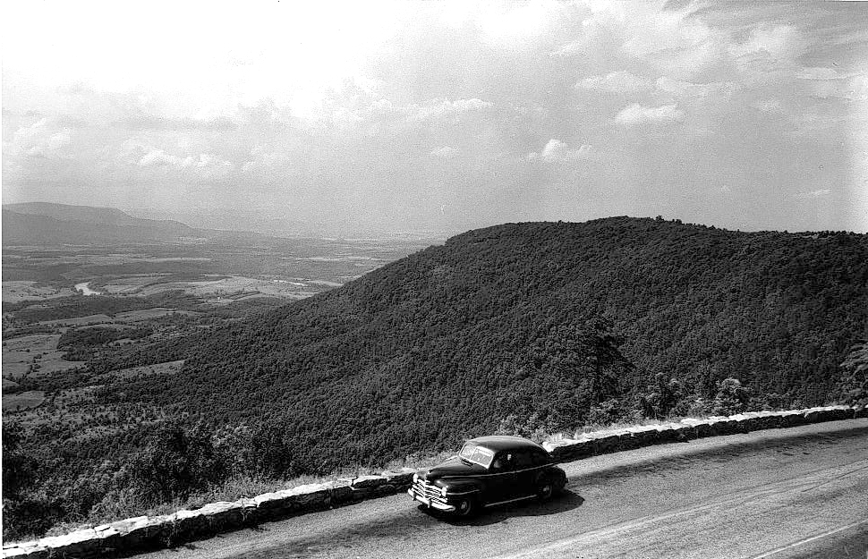 Car at overlook along Skyline Drive
