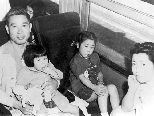 Family on the train heading for Tule Lake.