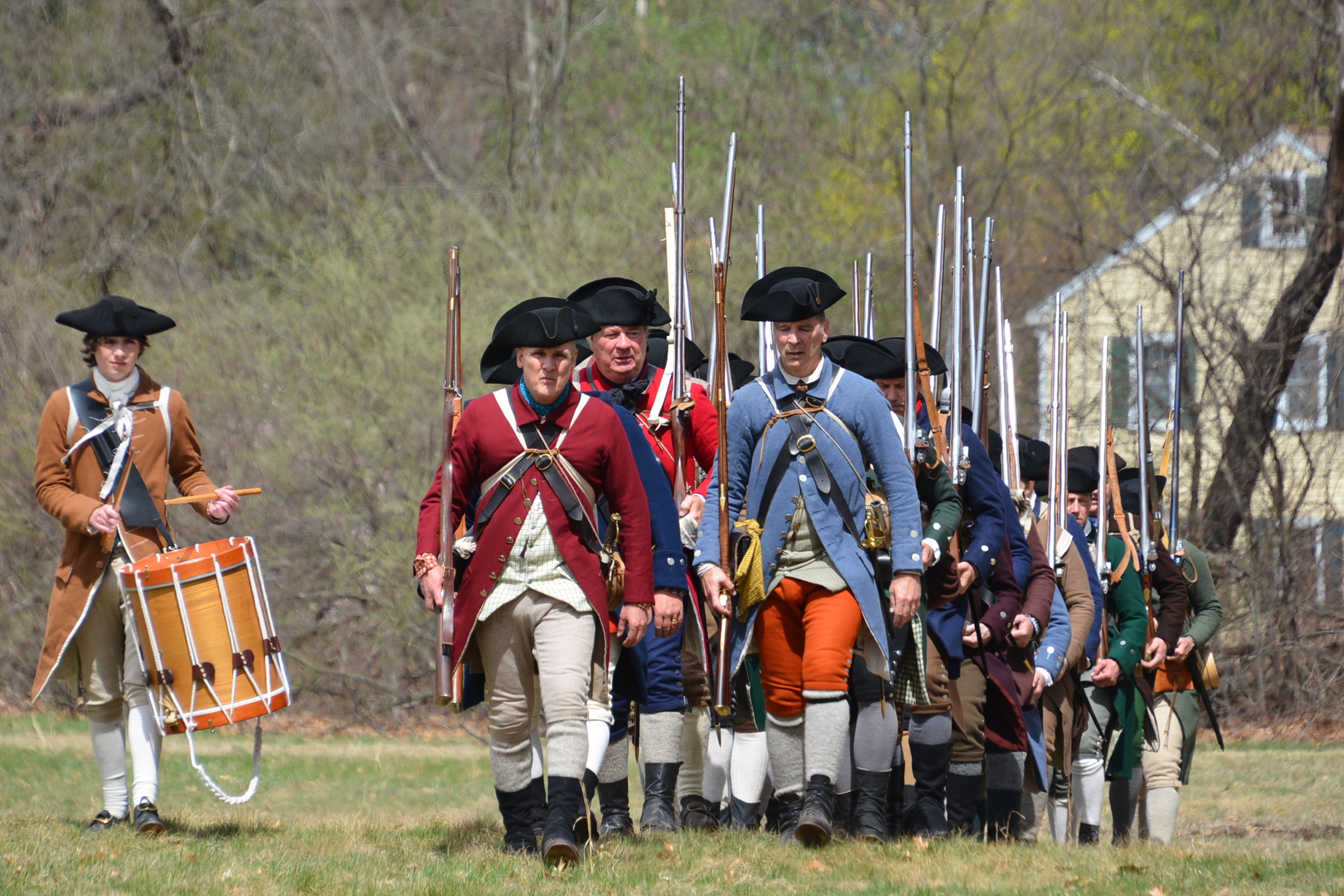 Company of militia marching off to battle