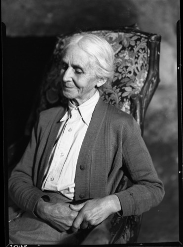 In chair she brought from Mass. for Yosemite Museum.