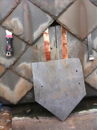 Slate Shingle Repairs of National Cemetery Lodge at Fort Donelson in July 2014