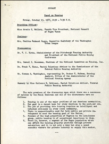 National Council of Negro Women, Meeting Minutes