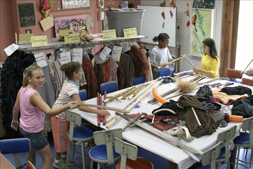 Summer theater camp costume fitting 1