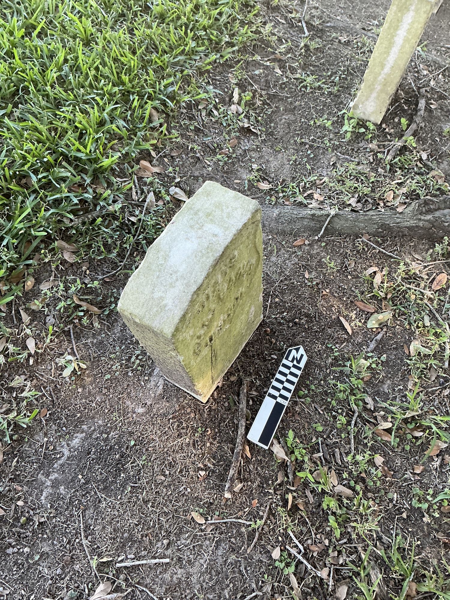 Extra image of historic upright marble headstone with recessed shield face.