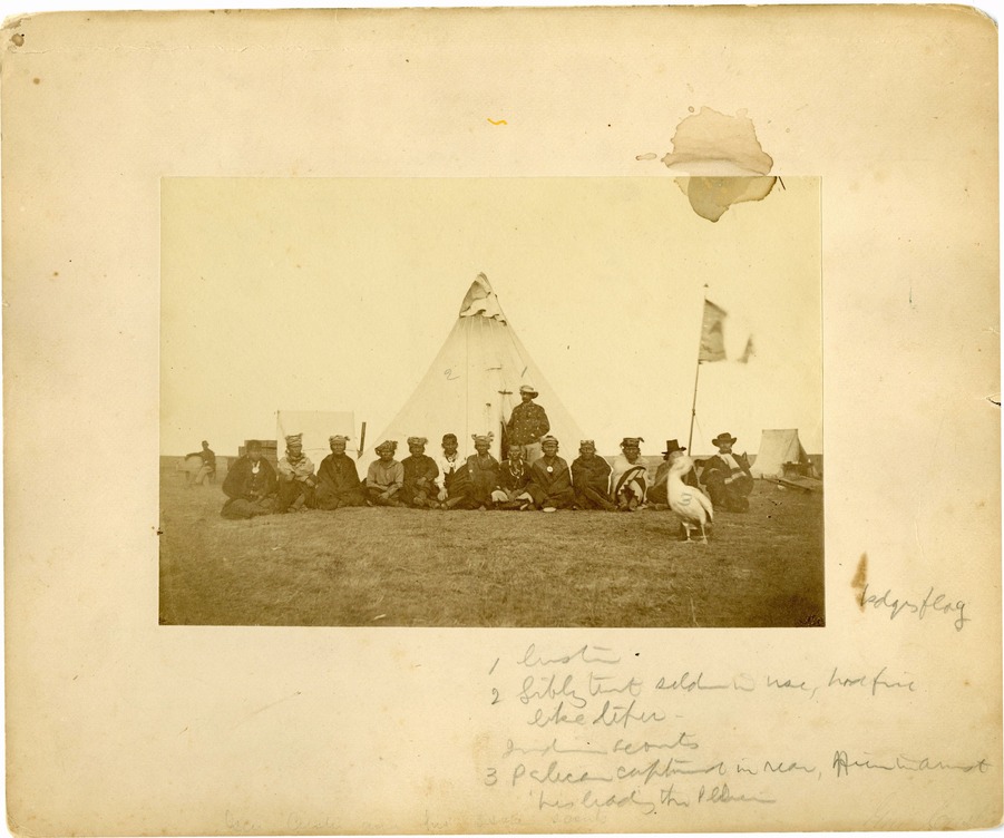 General George Armstrong Custer with Osage Scouts, in Front of a Tipi Tent, Fort Dodge, Kansas