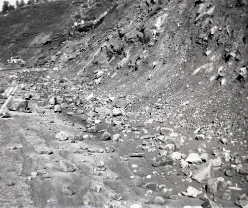 BW photos of rock slides in Kolob Canyons - 110mm.
