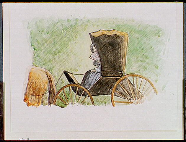 Union Brigadier General Nathaniel Lyon disguised as a woman riding in a carriage.