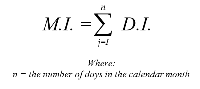 Equation for calculating monthly values