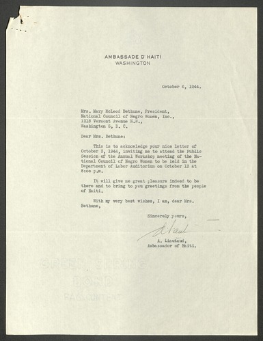 Correspondence, October - December 1944