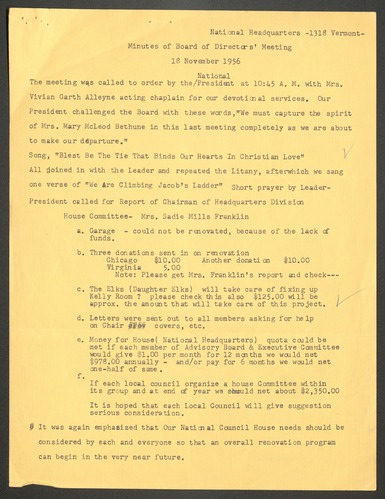 NCNW, meeting minutes