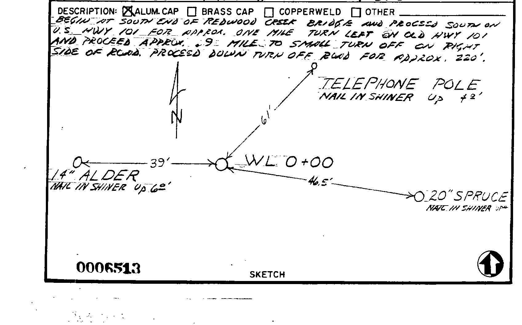 00006513 Survey Monumentation Sketch