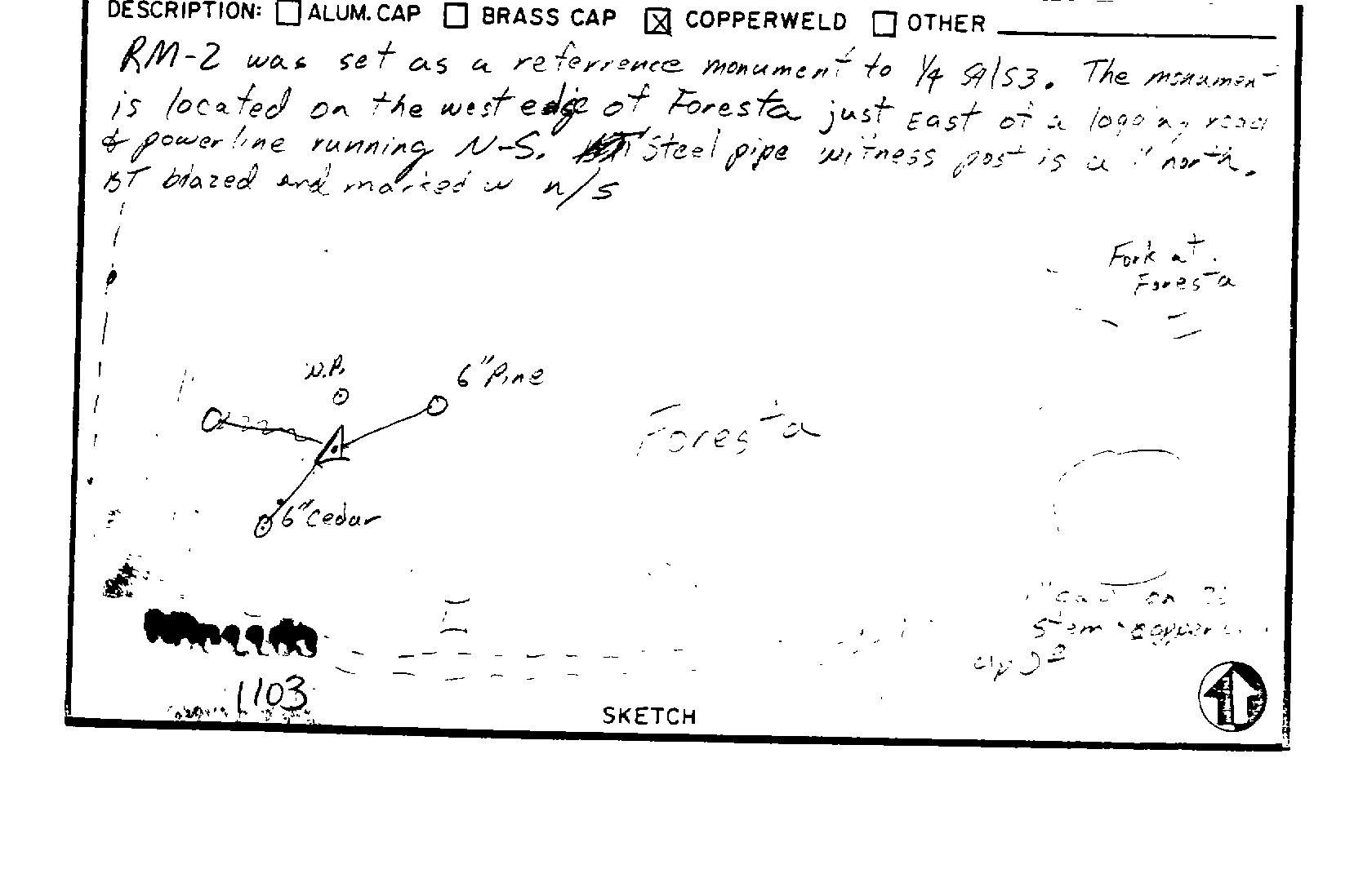 00001103 Survey Monumentation Sketch