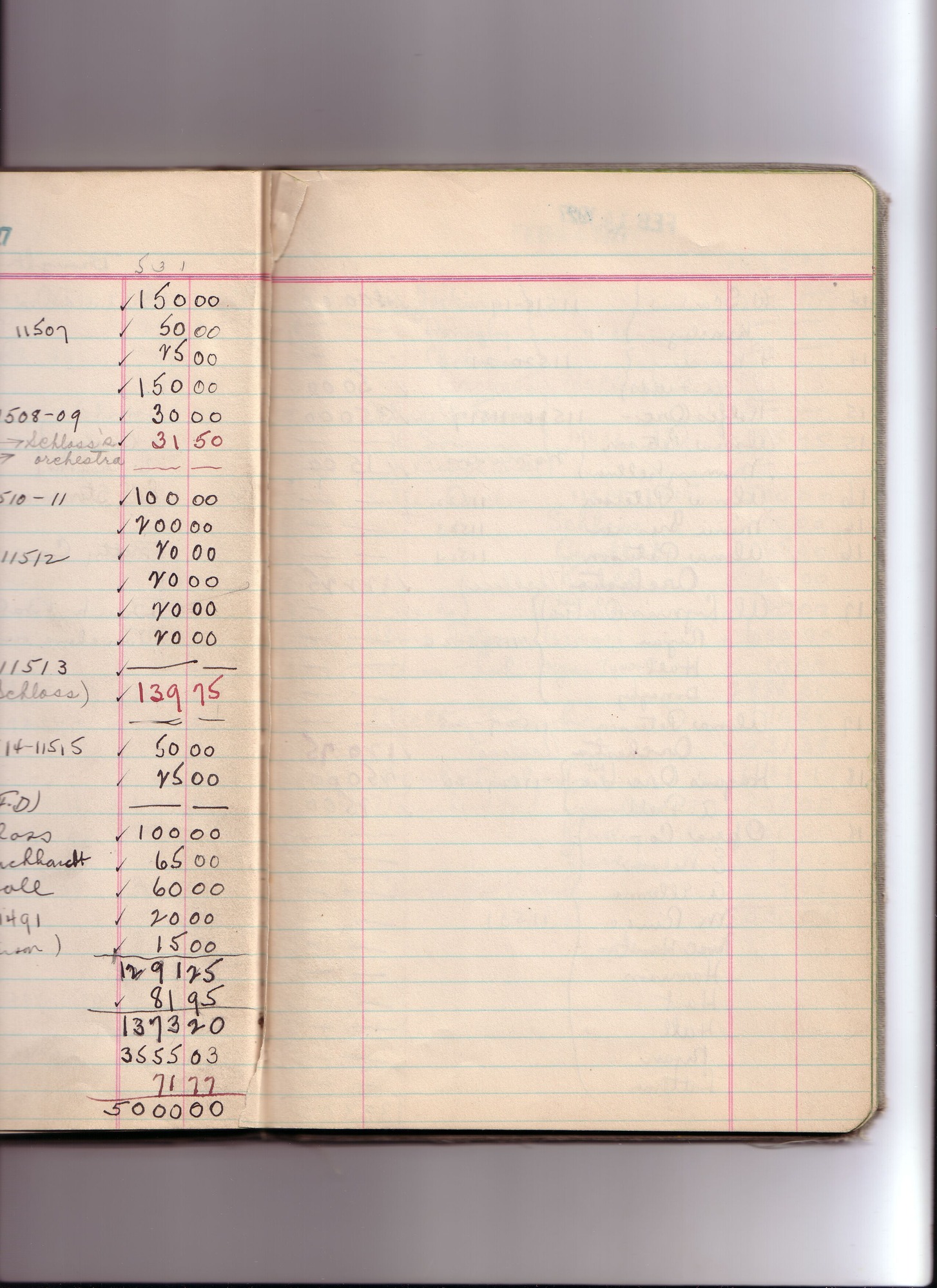 Thomas Edison's New York City Recording Studio Cash Book 19 (of 21), Image 89 (of 116).