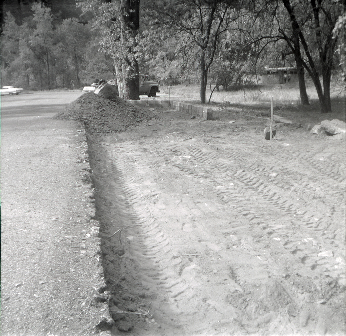 Road during construction of the scenic canyon drive near the Grotto.