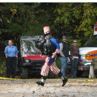 base jumper dressed as Uncle Sam