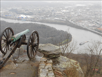 Lookout Mountain today, Chickamauga & Chattanooga National Military Park, 2015.. During the siege of Chattanooga, Confederate batteries on Lookout Mountain could control the flow of men and supplies moving up and down the Tennessee River. Chattanooga’s location along the river helped make it vital to the Union war effort – once the city was captured, soldiers and equipment could quickly move up and down the rivers to support operations in the Deep South. But before this Gateway to the Confederacy could be opened, Lookout Mountain had to be captured.