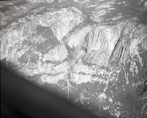 Yosemite Falls. Aerial photograph of flight over park.