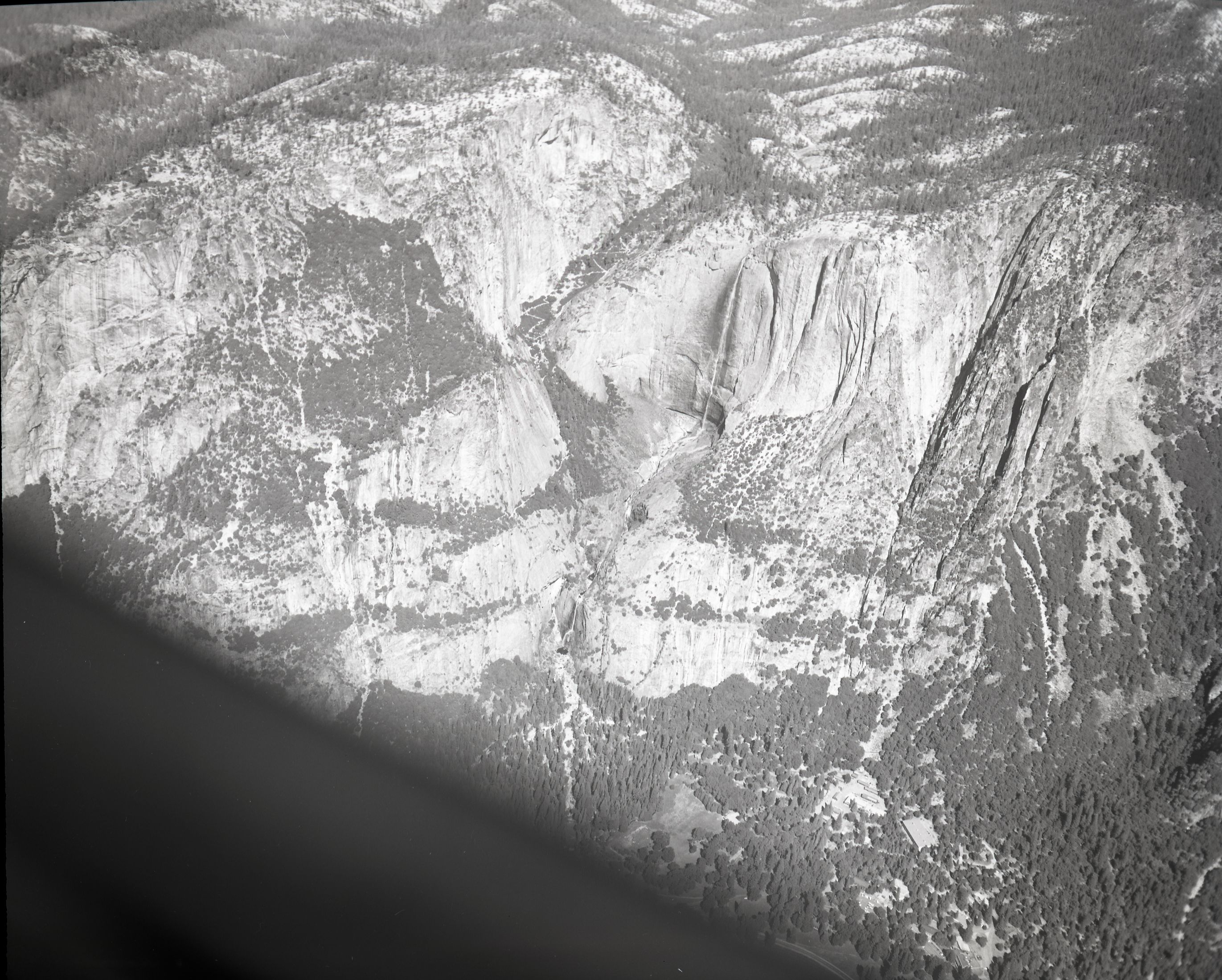 Yosemite Falls. Aerial photograph of flight over park.