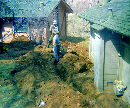 Workers during the utilities project at Zion Lodge.
