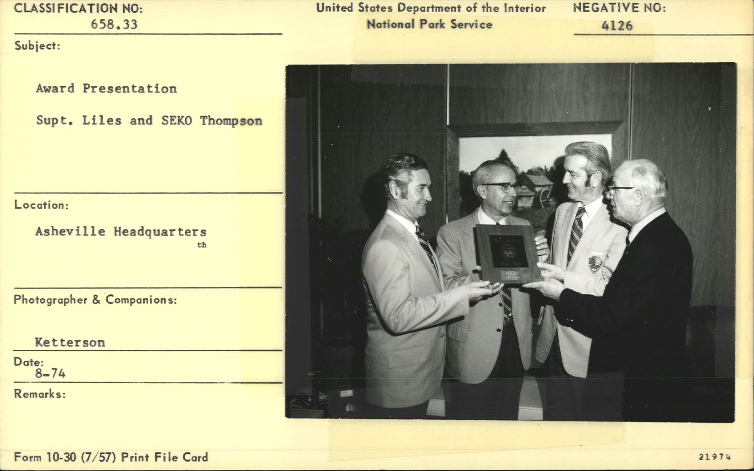 Award presentation with Superintendent Liles and Regional Director Seko Thompson