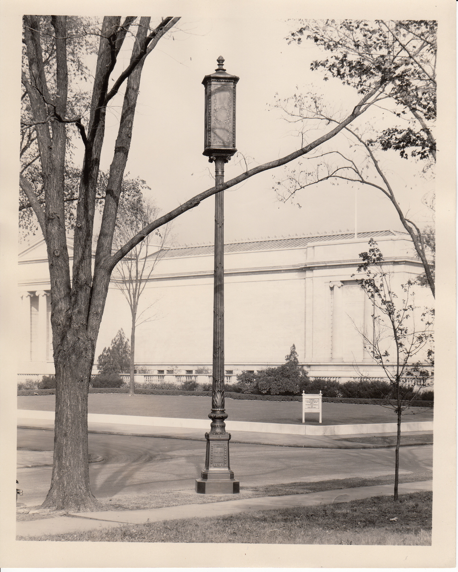 Memorial lamp post for Light's Golden Jubilee erected by the Cleveland Electric Illuminating Company.
